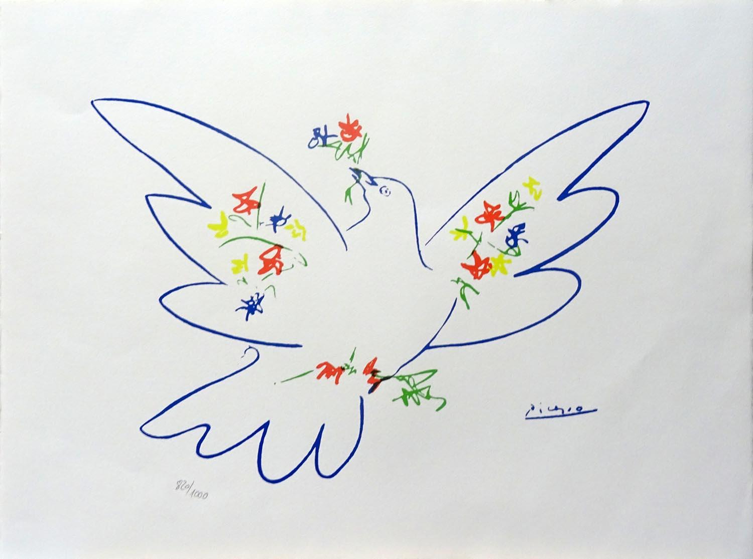 Paloma de la paz con flores_Pablo Picasso