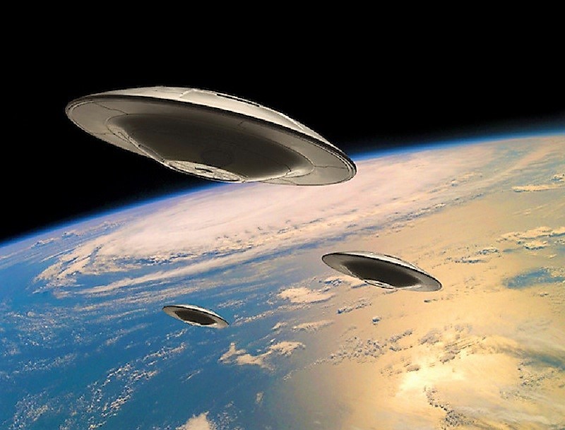 Three UFOs in Earth Orbit
